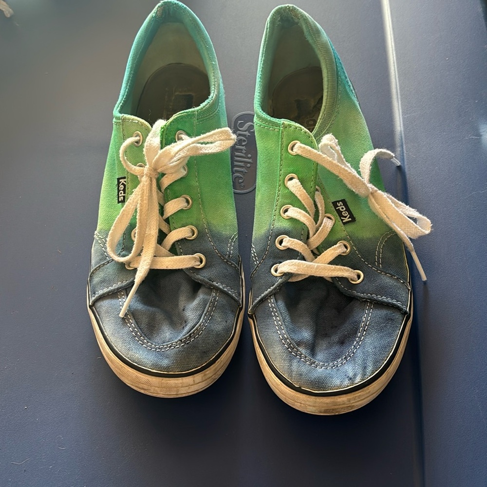 Keds blue & green tye-dye shoes
